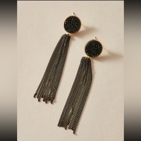 🆕 Black Chain Tassel Earrings!!! - Picture 3 of 3